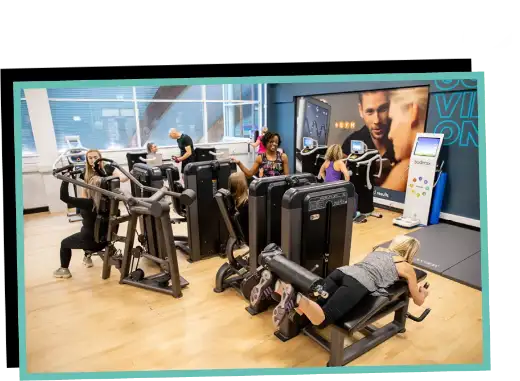 Picture showing gym equipment in use an a Boditrax Machine